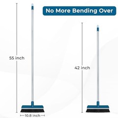 Stiff Bristle Deck Brushes for Scrubbing Heavy Duty with Rubber Scrape