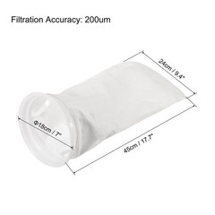 7 Inch Ring Filter Socks 200 Micron, Mesh Bags Pool Skimmer Basket, White