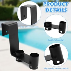 2Pcs Pool Fence Hooks, Adjustable Pool Tool Organizer for Hanging Pools Clean…