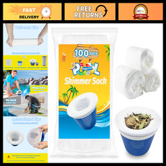100-Pack Pool Skimmer Socks for Cleaning Debris & Leaves – Fits In-Ground/Above