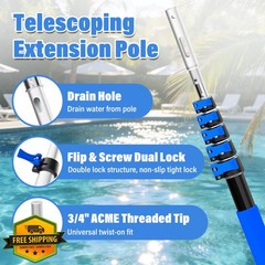 TONYINGO 5-20 FT Telescopic Pool Pole, Aluminum Alloy Extension Pole with Fli…