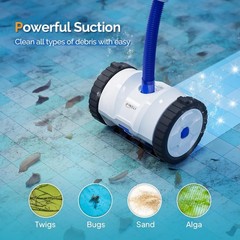 2025 Pool Vacuum Cleaner Suction Side Wall Climbing Automatic Sweeper 40ft Hose