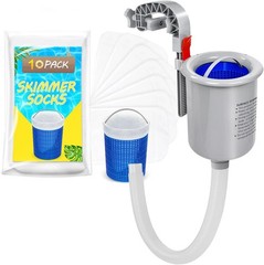 Above Ground Pool Skimmer with 10-Pack Skimmer Socks, Wall Mount Surface Skim…
