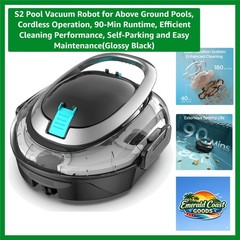 Lightweight Robotic Pool Vacuum with 90-Minute Runtime – Glossy Black Design