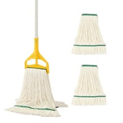 Heavy Duty Industrial Mop with Long Handle – 59&Prime; Looped-End String
