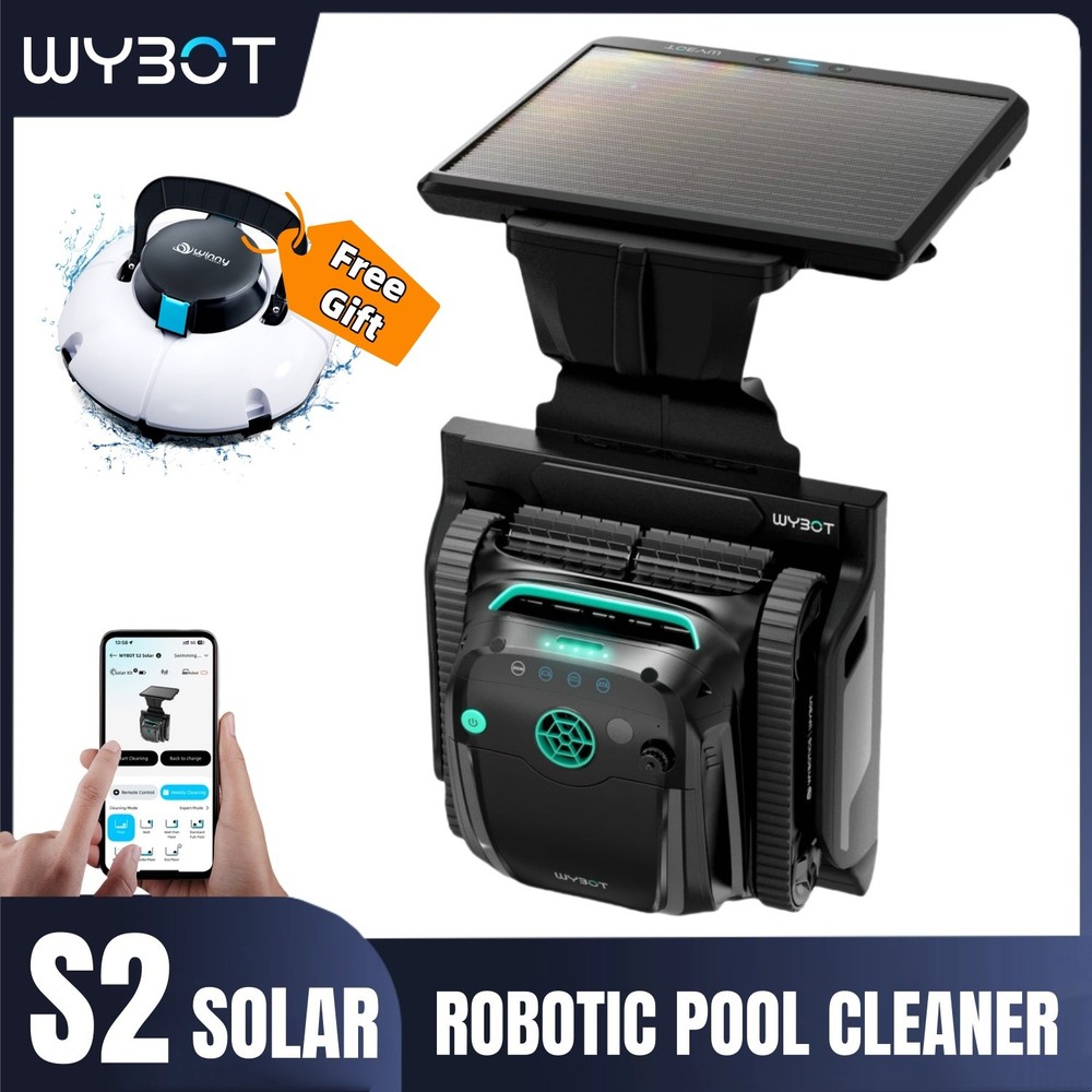 WYBOT Pool Vacuum Cleaner 7-in-1 Wall Climbing Solar Powered Robotic 3,229 sq.ft