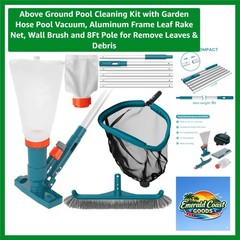 8FT Adjustable Pool Cleaning Kit – Vacuum, Skimmer Rake, and Wall Brush Included