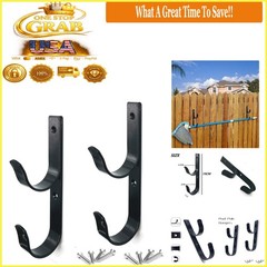 2 Pack Pool Pole Hangers Heavy Duty Black Aluminum Hooks with Screws