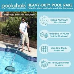 Aluminum Frame Pool Skimmer Net Rake with Ultra Fine Mesh Nylon Pool Cleaning