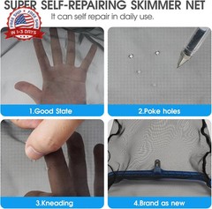 TidyMister Pool Skimmer Net with Self-Repair Fine Nylon Mesh Bag, Pool Leaf Rake