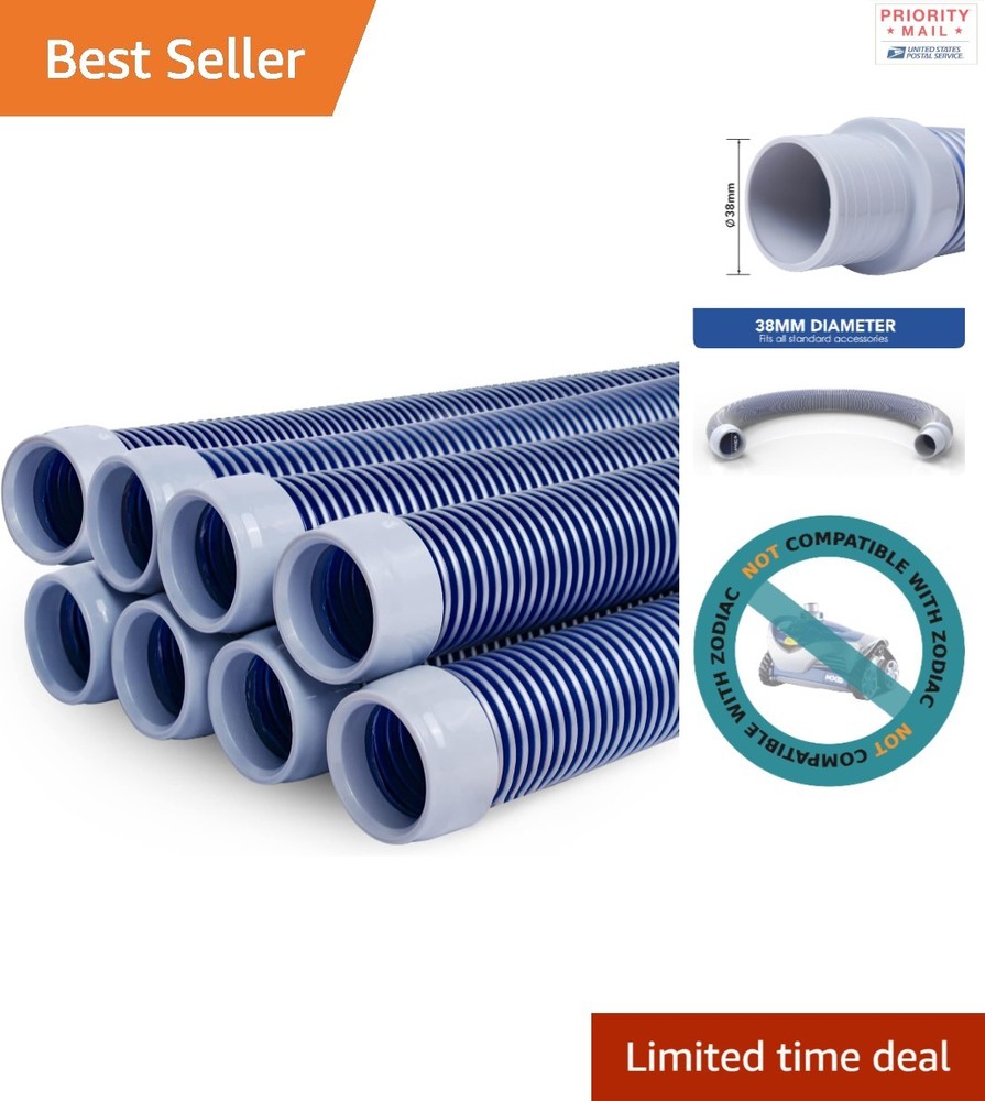 Automatic Pool Cleaner Hose 8 Pieces Flexible 26 Feet Gray Blue Polypropylene
