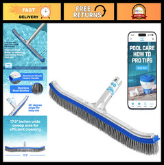 Heavy Duty 18&Prime; Pool Brush – Extra-Wide Metal Head, Stainless Steel Bristles for