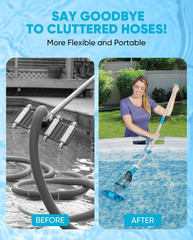Cordless Pool Vacuum with Telescopic Pole, 18.5 GPM Powerful Suction, 1.5H Super