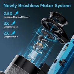 Cordless Pool Vacuum with Telescopic Pole 30 GPM Suction