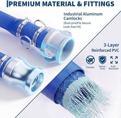 1.5&Prime;x100 ft Discharge Hose Lay Flat Hose PVC Backwash Drain Hose Camlock Fitting