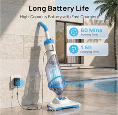 Aspiradora piscina inalámbrica 18.5GPM 60min telescópica spa portátil limpieza