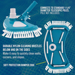 12&Prime; Deluxe Weighted Butterfly Pool Vacuum Head with Side Brushes, Swivel Hose Co