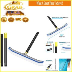 Pool Brush with Pole 8Ft, 18&Prime; Nylon Wall Cleaner for Inground & Above Ground …