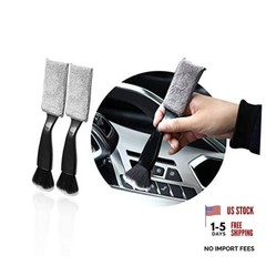 2 PCS Double Head Brush for Car Clean, Soft Auto Interior Duster Black, 2 PCS