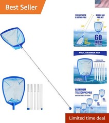 Pool Skimmer – Pool Skimmer Net with 5 Section Adjustable Telescopic Aluminum…