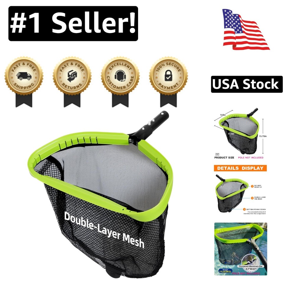 Effortless Pool Cleaning with Aluminum Leaf Skimmer – 17.5 in Double-Layer