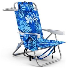 Palm Leaves Beach Chair Heavy Duty 330 lbs, 5-Position Lay Flat Folding