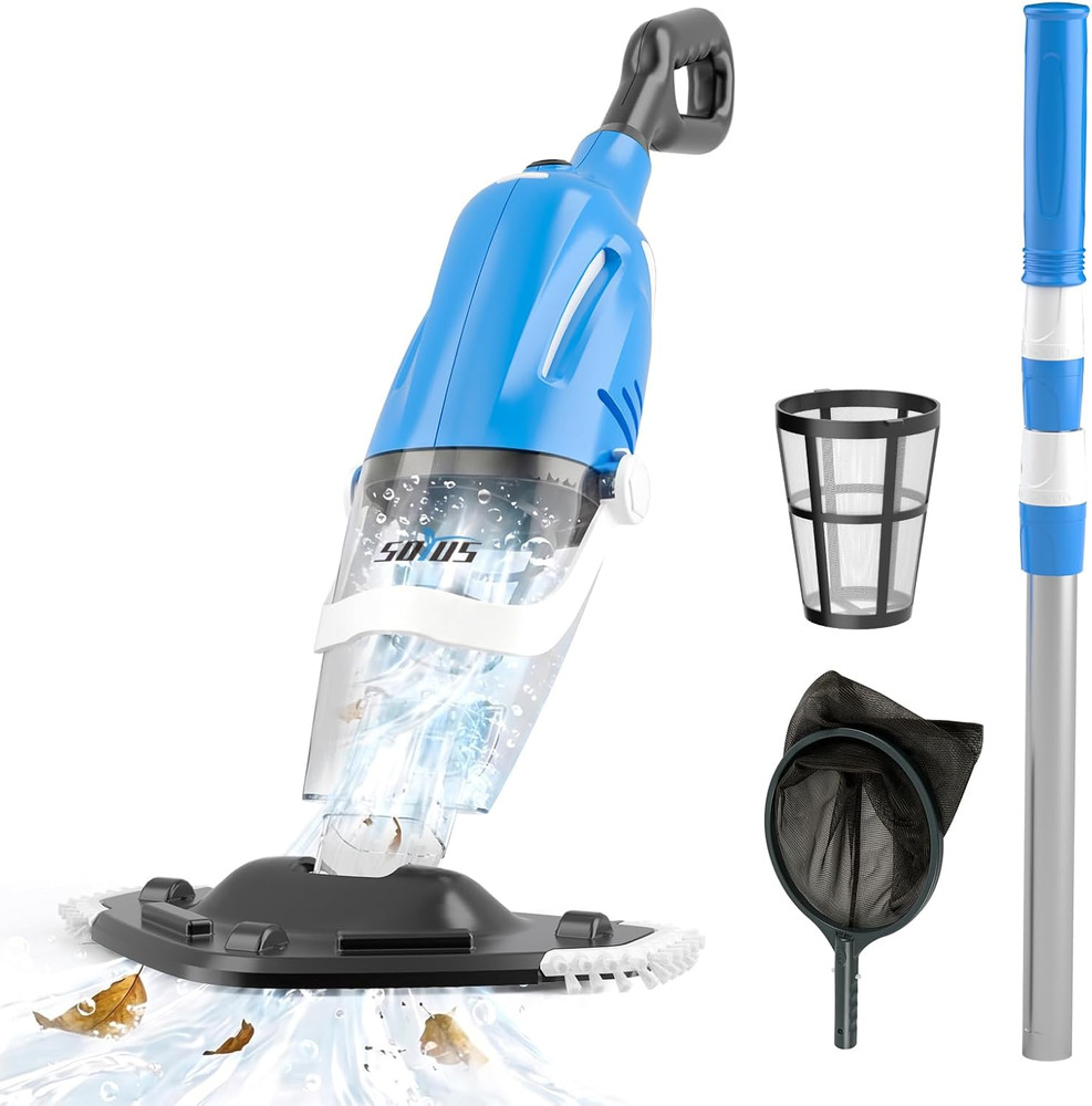 Cordless Pool Vacuum for above Ground Pool, Handheld Rechargeable Pool Cleaner w