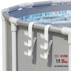 Pack of 2 Adjustable Pool Pole Hangers with 3 Hooks – White