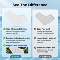 Nylon Pool Leaf Vacuum Filter Bag – 180 Micron Fine Pore Filter Sock for Pool…