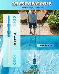 Saker Handheld Pool Vacuum Cordless 60 Min Runtime Telescopic