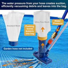 Manual Pool Vacuum for above Ground Pool Upgrade with Fine Mesh Bag& 56&Prime; Pole, H