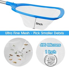 Ultra Fine Mesh Hot Tub Skimmer with 12 » Aluminum Pole – Lightweight & Compact