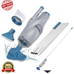 Rechargeable Cordless Handheld Pool Vacuum W/ Adjustable Pole & Brush Heads New
