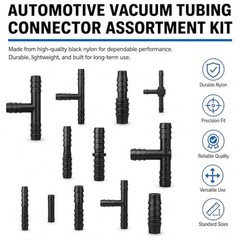 Silicone Vacuum Hose Kit 6PCS 5FT Tubing (1/8&Prime;) – Black with Connectors