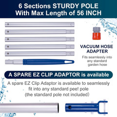 Manual Pool Vacuum for above Ground Pool Upgrade with Fine Mesh Bag& 56&Prime; Pole, H