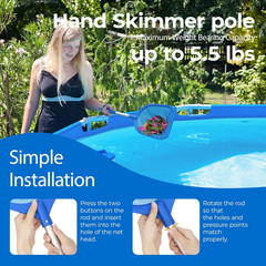 Pool Skimmer Net with Pole 26.8&Prime; Leaf Rake for Hot Tub Spa Debris Cleaning Tool
