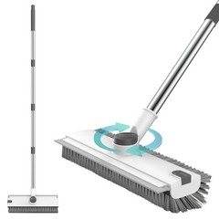 Floor Scrub Brush, 3 in 1 Floor Scrub Brush with 54-in Adjustable Grey White