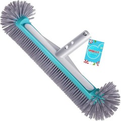 Swimming Pool Brush Head with Round Ends，17.5&Prime; Heavy Duty Aluminum Back Blue