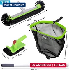 Sepetrel Deluxe Swimming Pool Cleaning Kit with 10.5&Prime; Aluminum Pole, Professiona