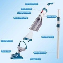 Complete Pool Cleaning Kit: Battery-Powered Vacuum with Telescopic Pole included