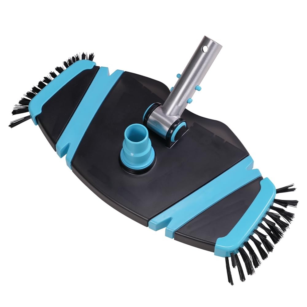 Heavy Duty Pool Vacuum Head with Side Brushes, Weighted Vinyl Safe Cleaner, 3…