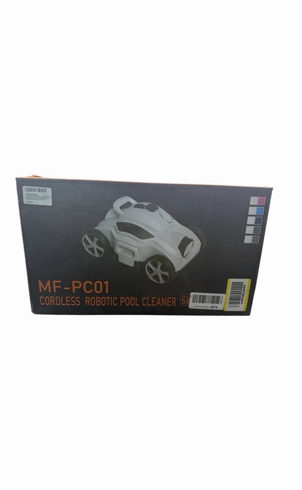 MF-PC01 Cordless Robotic Pool Cleaner for Pool Floor, White w/ Charger Set
