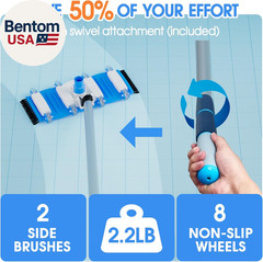 3-In-1 Pool Cleaning Kit Full Set – 18In Rounded End Pool Brush & Ergonomic Pool