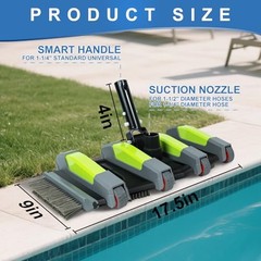 Heavy Duty Pool Vacuum Head with Soft Wheels, 17.5&Prime; Extra-Wide & 3.2LB