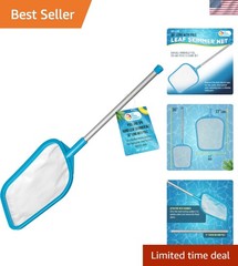Teal Blue Handheld Pool Skimmer Net with 17-Inch Pole for Effortless Cleaning