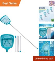 Swimming Pool Leaf Skimmer Net Aluminum Telescopic Handle 5 Feet for Fast Deb…