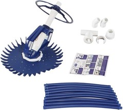 Blue Automatic Pool Vacuum Cleaner Suction Powered, Includes 10 Hoses & Spare…