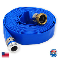 D-WEIXIN 1.5&Prime; x 50ft PVC Lay Flat Discharge Hose Blue Reinforced Heavy Duty