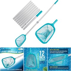 11.5 Foot Swimming Pool Leaf Skimmer Net Telescopic Aluminum Pole 8 Sections 6&prime;