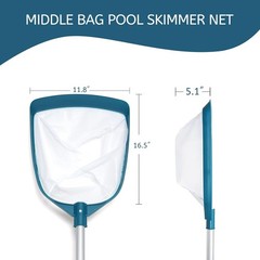 Adjustable Aluminum Pool Skimmer Net with Fine Mesh for Cleaning Pools